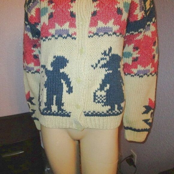Vtg Woolrich Cardigan Womens Size S Wool Mock Neck Fair Isle Colorful Sweater EC - Picture 4 of 10